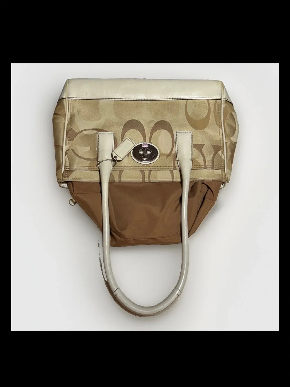 Coach Madeline Satchel,Wallet,Wristlet Set-Khaki Optic Print, White Leather 2007
